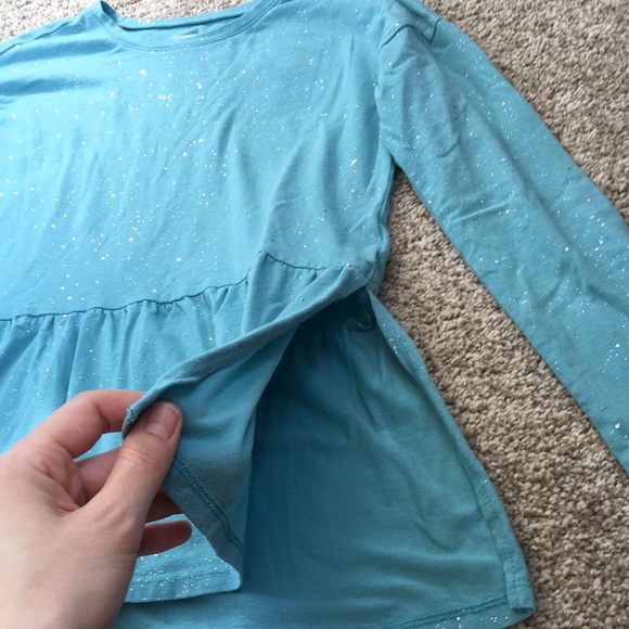 Teal Peplum Glitter Top - Picture 3 of 6